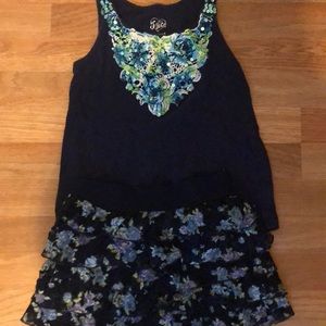 Cute dark blue white and teal outfit